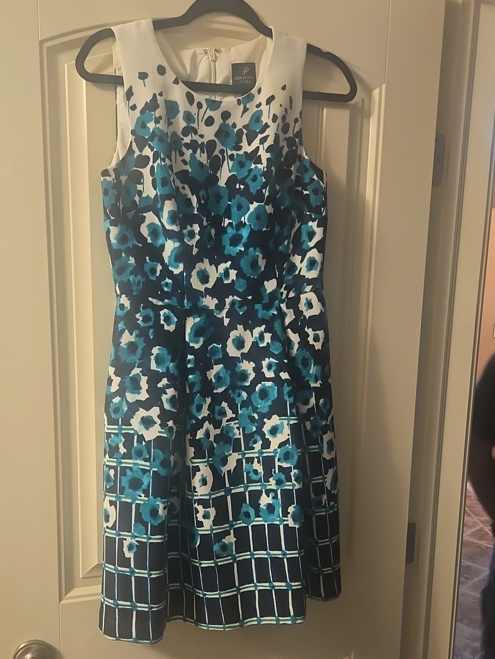 Apt. 9 White and Teal Floral Fit-and-Flare Dress